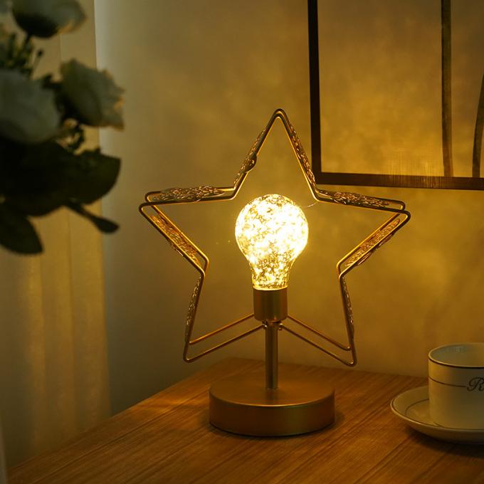 23*10.5*29cm Hollow Star Shape Night Light  Wrought Iron Bedside Lamp 2