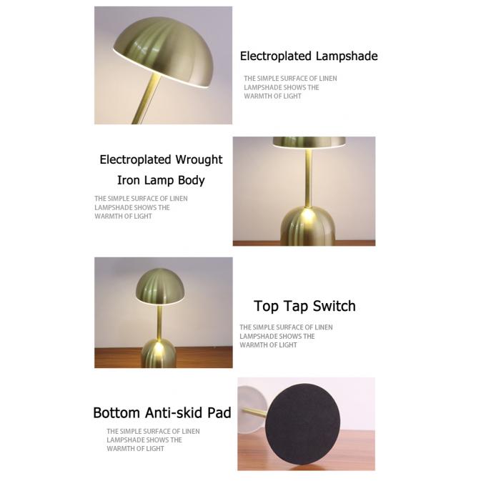CE Rechargeable LED Desk Lamp 3 Colors Cordless Mushroom Table Light 1