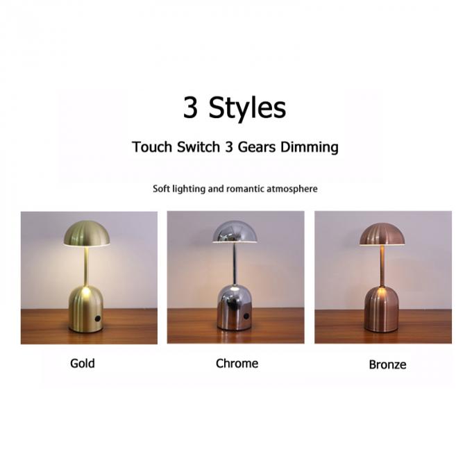 CE Rechargeable LED Desk Lamp 3 Colors Cordless Mushroom Table Light 2