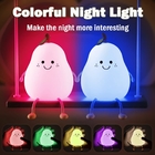 LED Smart Pear Fruit Night Light USB Rechargeable Dimming Silicone Table Lamp