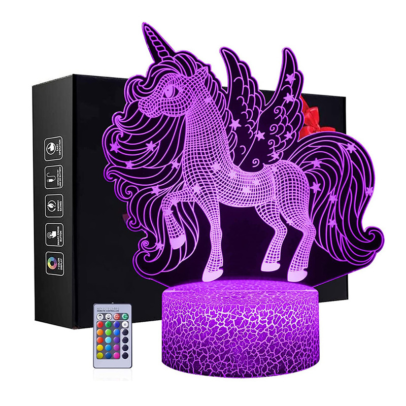 2W 170mm 3D LED Night Light Birthday Gift 3D Unicorn Lamp