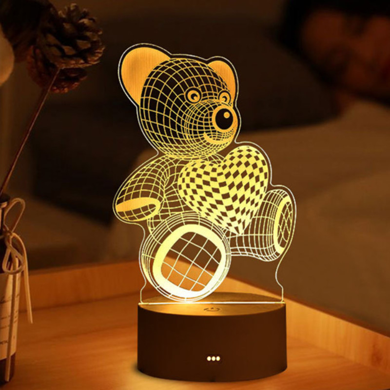 Dekorasi  Hadiah 3d Night Lamp 18cm Pernikahan 3D Lamp Illusion