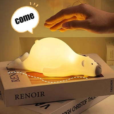 Gift Led Children Sleeping Night Light Rechargeable Silicone Squishy Bear Desktop