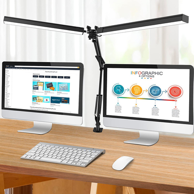 24W Table Lamp with Clamp Folding Swing Arm Double Heads led Desk Lamp